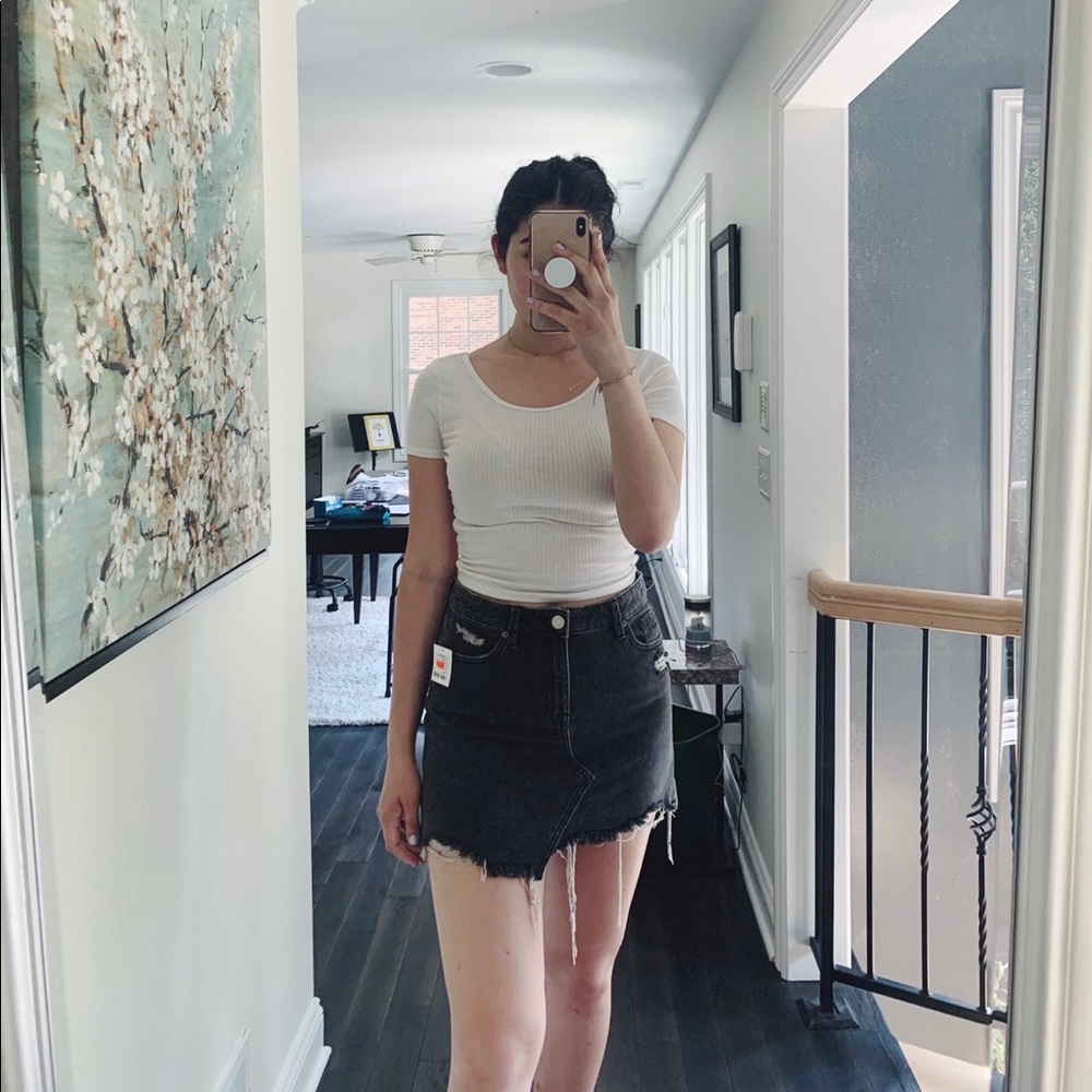 Black denim skirt